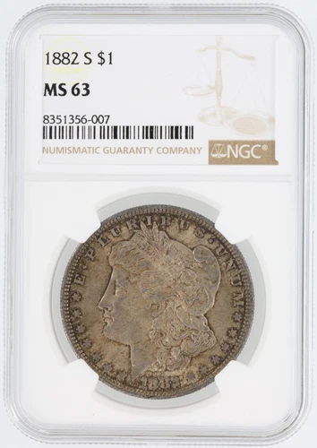 1882-S Morgan Silver Dollar NGC MS63 S$1 San Francisco Minted No Reserve