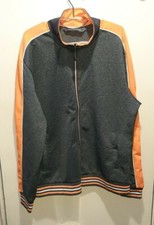 Trillnation Track Warm Up Jacket Gray Orange White Men's Size XL Full Zip Stripe