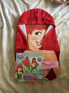 Disney Little Mermaid Ariel Hooded Towel Bath Poncho 22 X 22 100% Cotton New