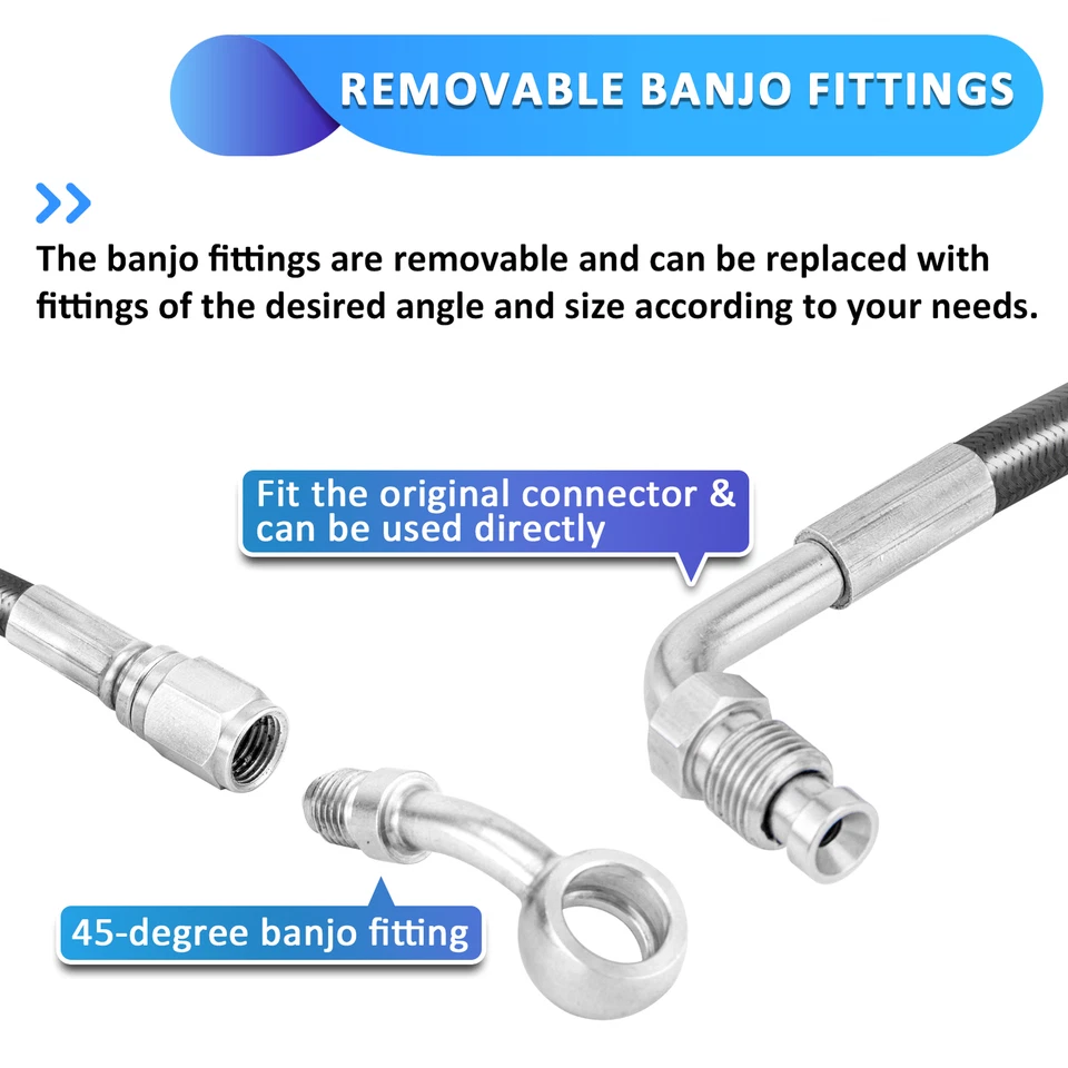 ABS Upper Brake Line Kit Front +10" For Harley Low Rider S ST FXLRST 41800631 - Image 4 of 4