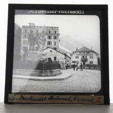 Photo Plate Circa 1920-1930 Glass Positive Glass Slide 8.5cm X 8.5cm Chamonix, L'Hôtel