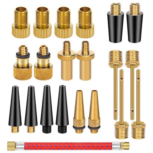 21Pcs Bicycle Valve Adapter Set Presta Schrader Valve Adapter for Air Pump