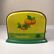 Vintage MCM Kids Toy Sunnie Miss Toaster Oranges Metal Litho Ohio Art Co USA 5"