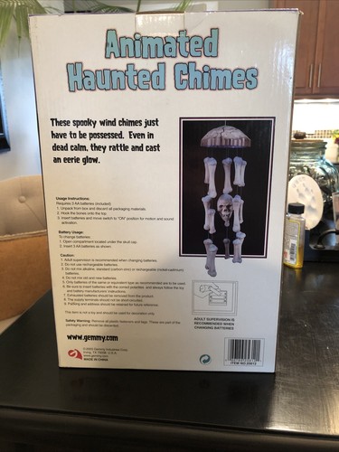 Halloween Vintage Gemmy Shaking Skulls Animated Haunted Wind Chimes - Picture 7 of 7
