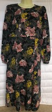 Red Herring Grey Floral Dress UK 10 Long Sleeve Tea Dress Casual Work Midi