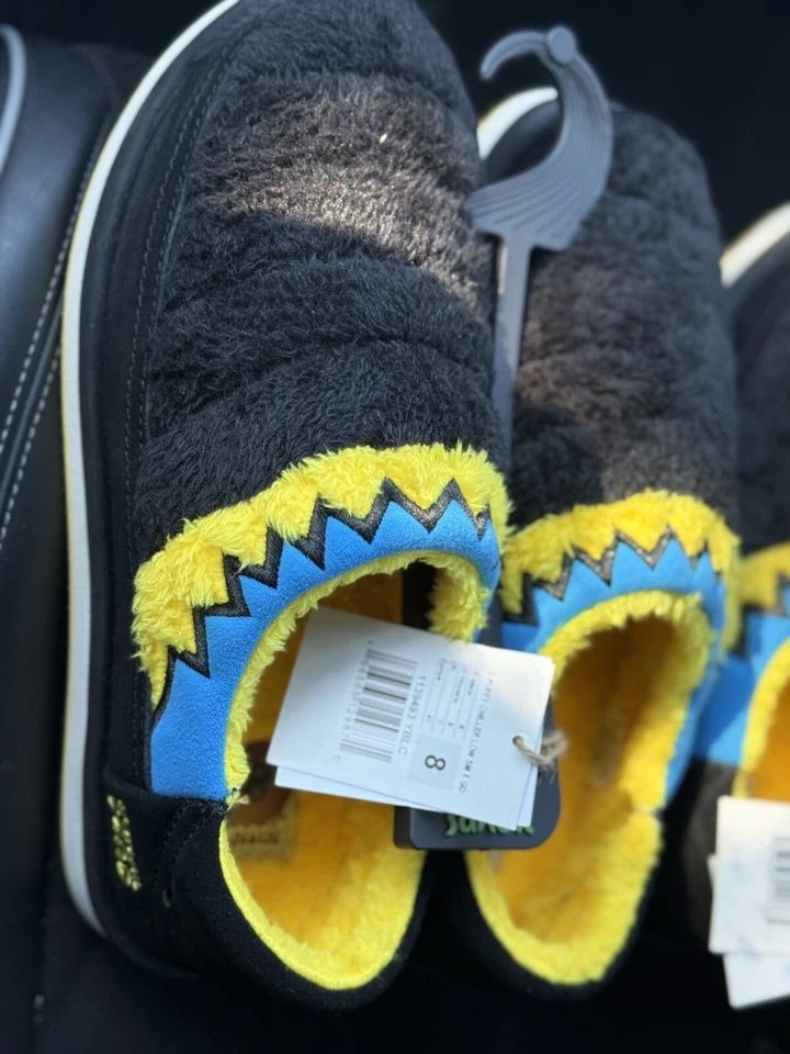 Sanuk U Puffy Chiller Low X Grateful Dead 黄色黑色鞋男式 7 & 8 全新带标签 — 第 3/4 张图片