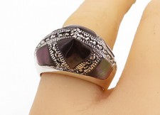 925 Sterling Silver Abalone Shell  Marcasite Dome Cocktail Ring Sz 8 RG5827