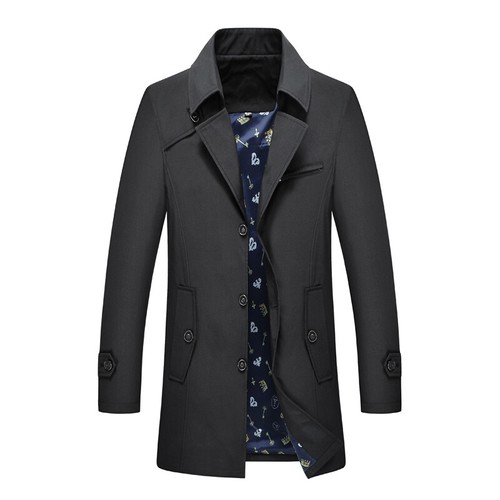 2022 Windbreaker Men's Jacket Plus Size Autumn Long Coat Men's Coat Slim Fit - Picture 7 of 17