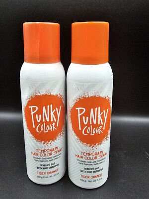 2x Punky Temporary Hair Colour  Spray Non-Damaging Tiger Orange 