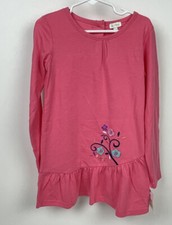 NWT Le Top Girls Dress 6x 6 Coral Pink Drop Waist Long Sleeved Crochet Flower