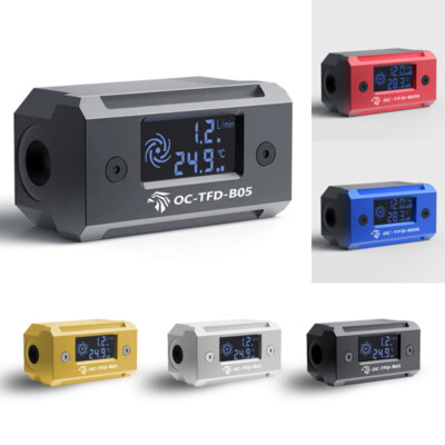 G1/4 Fitting Display Digital Thermometer Flow Meter For PC Water Cooling System