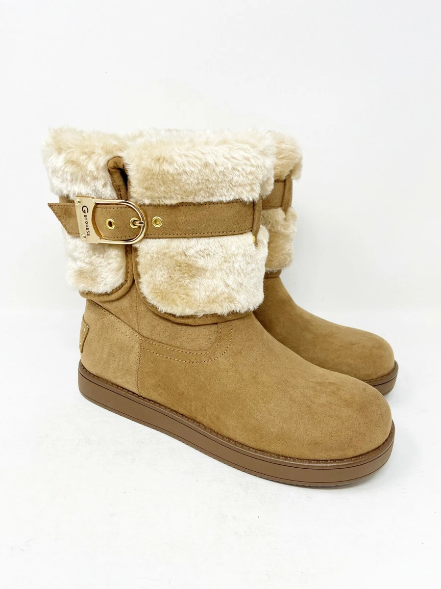 Guess Cognac Tan Aussie Faux Fur Lined Mid Boots