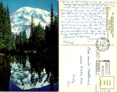 Mount Rainier and Reflection Lake Washington WA Postcard