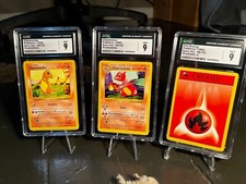 Pokemon 3 Card Lot 1999 Charmander Chameleon Fire Energy Base Shadowless CGC 