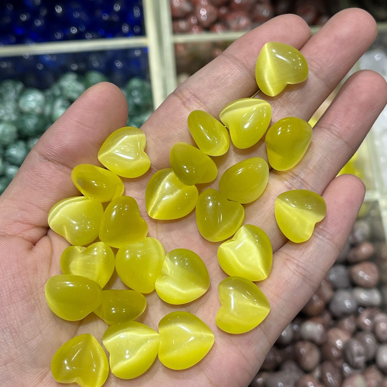 5pc cat's eye mini love heart stone quartz crystal skull pendant healing+