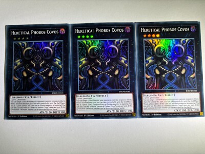 3 x Heretical Phobos Covos INFO-EN045 Super Rare 1st Edition YuGiOh Playset