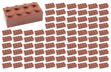 ☀️100 NEW LEGO 2x4 REDDISH BROWN Bricks (ID 3001) BULK Parts star wars city town