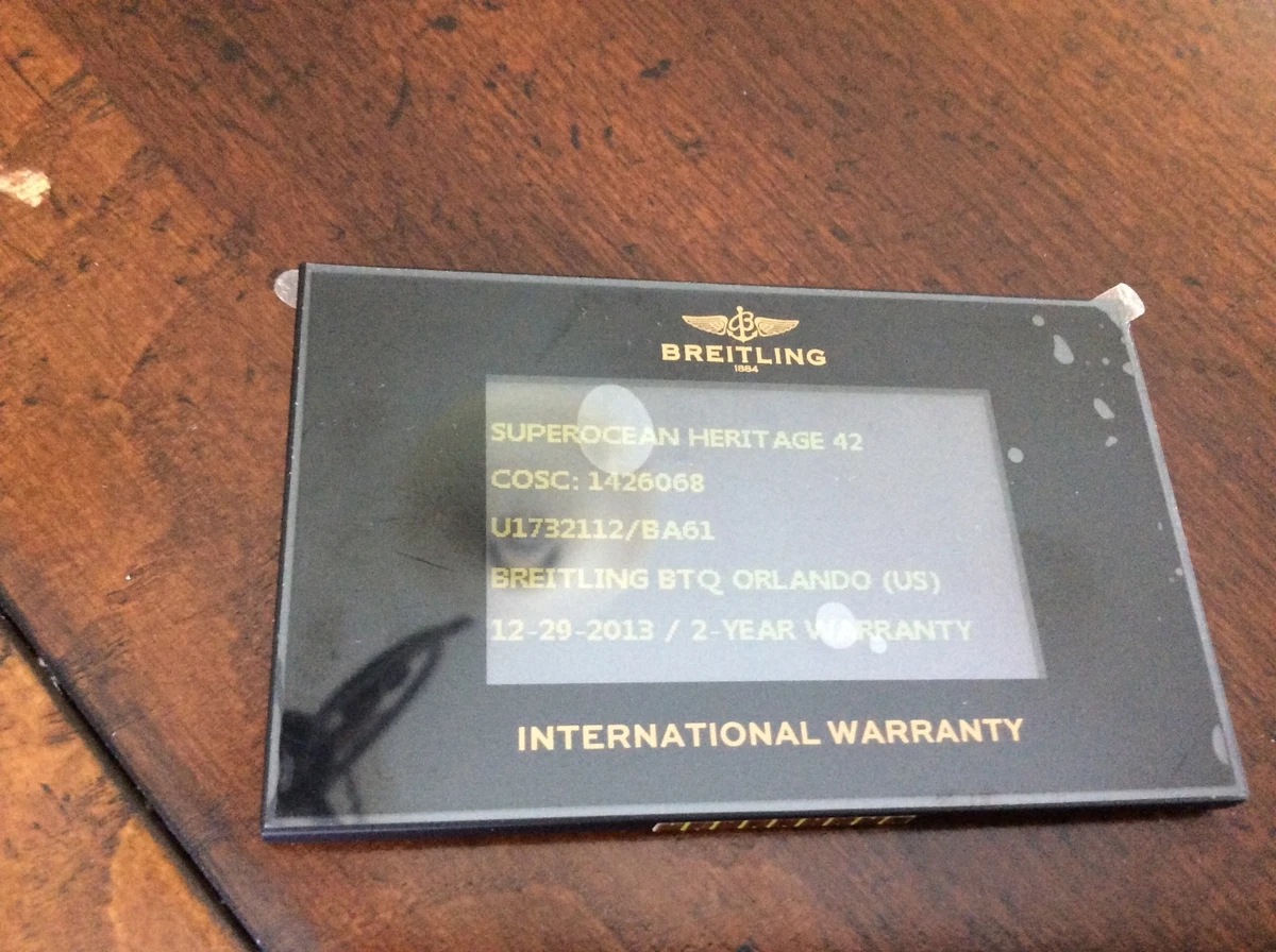 Breitling digital warranty card on sale