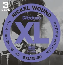 D'Addario Nickel Wound, Medium/Blues-Jazz Rock, 11-49 Electric Guitar Strings (3