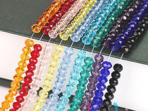 72 pièces 8 x 10 mm perles de verre cristal rondelle à facettes bijoux choix de couleur - Photo 1 sur 22