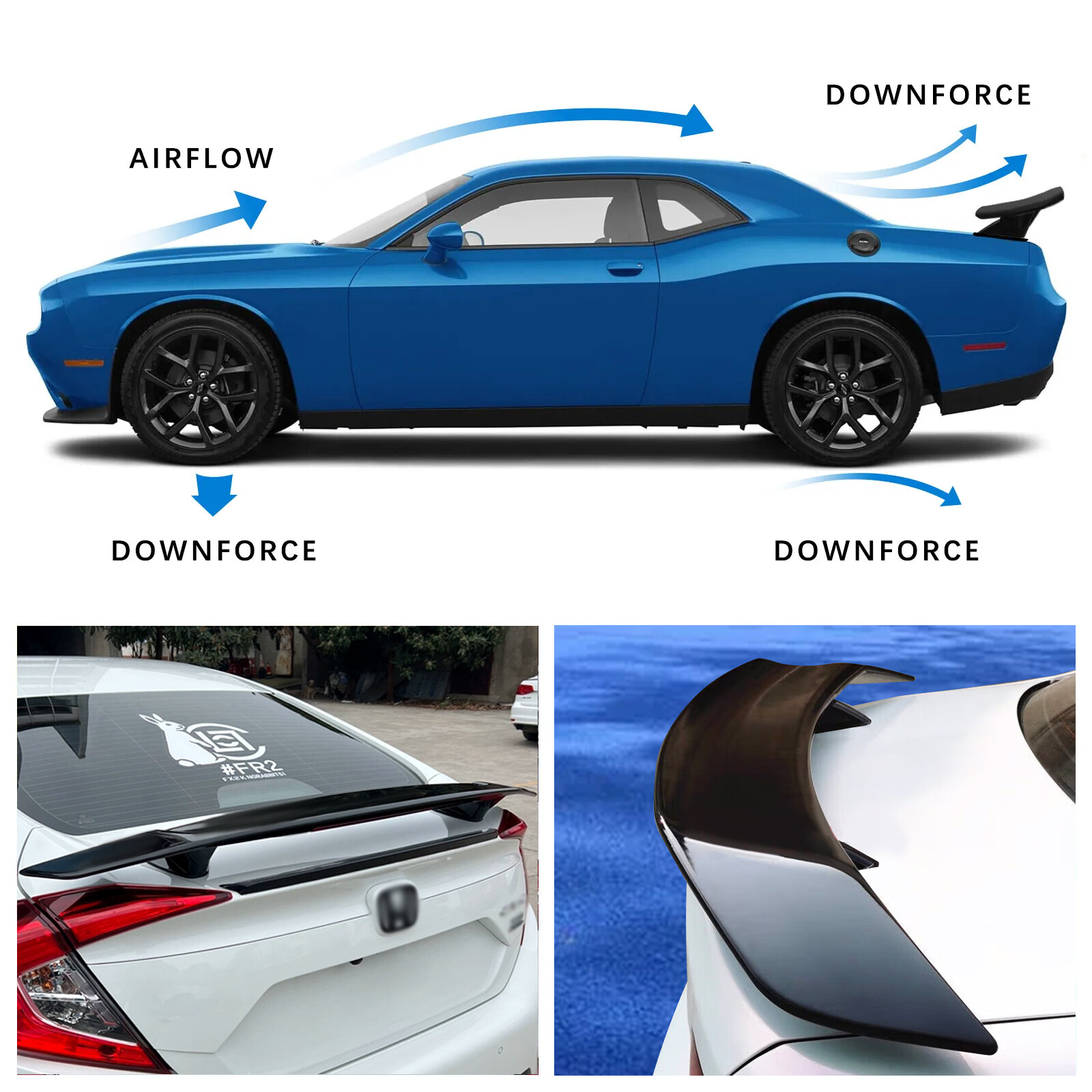 46" GT Style Gloss Black Racing Rear Trunk Spoiler Wing For Honda Civic 10TH Gen