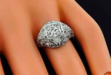 Art Deco 1.28 Carat Old European Cut Cubic Zirconia Engagement 935 Silver Ring