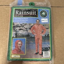 Vintage Academy Broadway Men’s Large Heavy Duty 3-Piece Rainsuit Orange