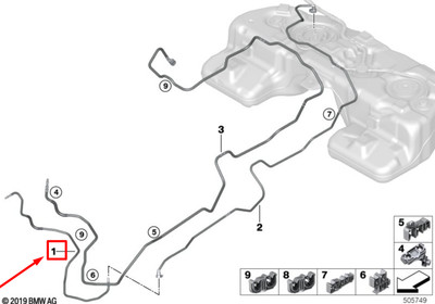 NEU BMW X6G06 VORDERE KRAFTSTOFFVORSCHUBLINIE 7439967 16127439967  