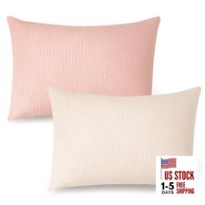 Muslin Toddler Pillowcase for 13x18 Pillow, 2 Pack Soft Pink, Cream