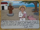 Exvoto Peasant boy saves the lives of his piglets hand painted folkart retablo