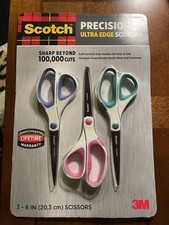Scotch Precision Ultra Edge 8-Inch Scissors, 3 pack