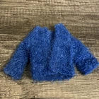 Vintage Barbie Size 1960s Outfit -  Fuzzy Blue Shirt - Furry Cardigan MINTY