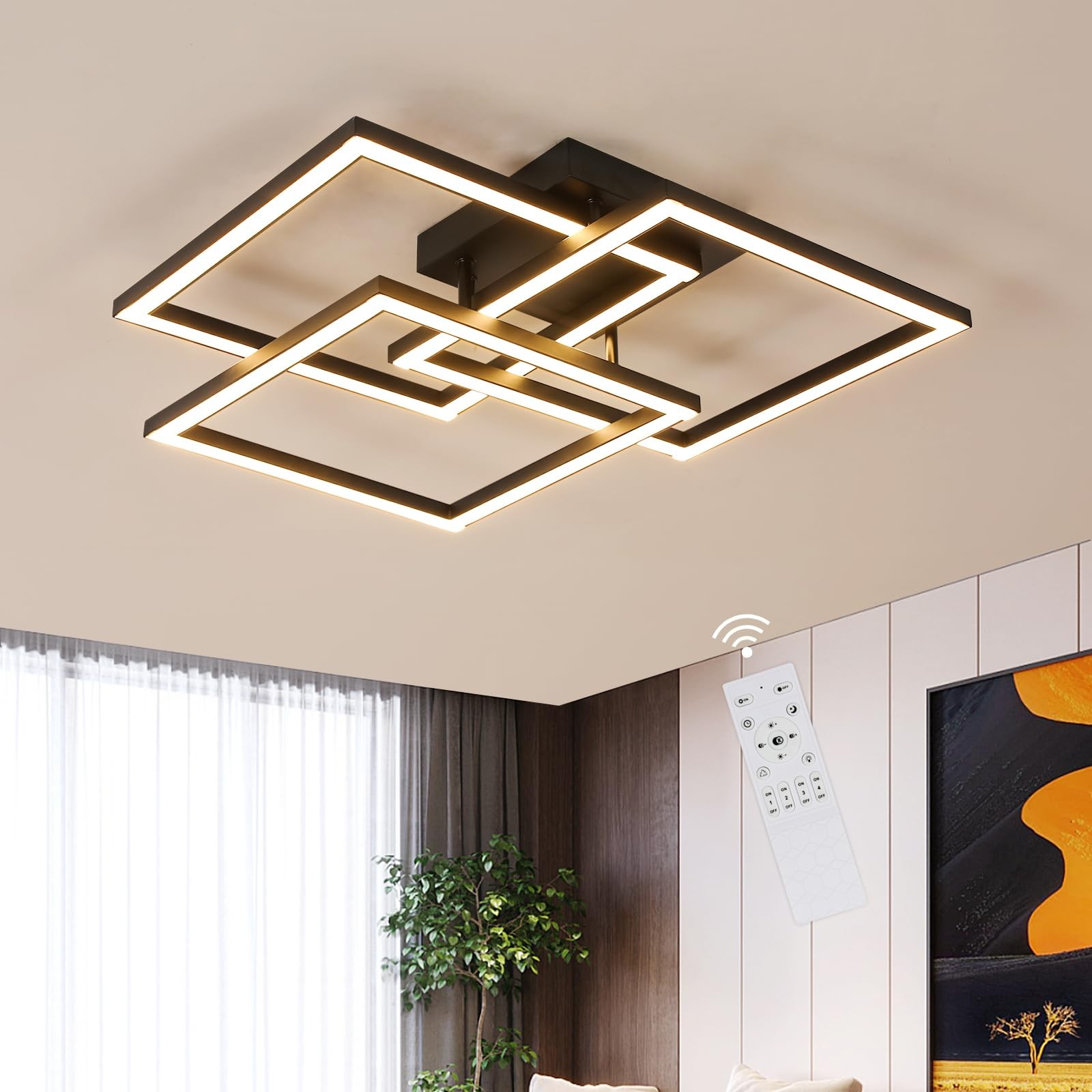 Plafonnier LED carré dimmable contre la fatigue visuelle dans la chambre