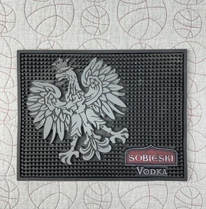 SOBIESKI VODKA SQUARE RUBBER BAR SPILL MAT THICK RUBBER LOGO TAP BARWARE 14X11