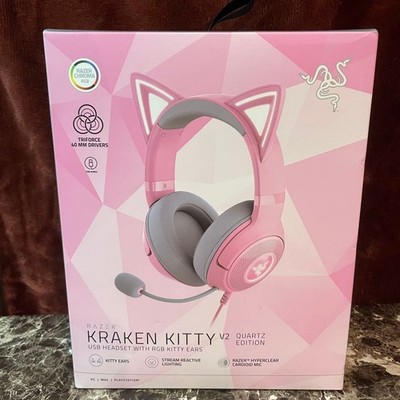 Razer Kraken Kitty V2 Pink Wired Gaming Headset Cat Ear RGB LED