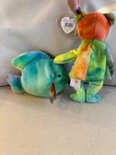 Lot of 2 Tie-Dye TY Beanie Original Baby Coral  Garcia Canadian Tush Tag 