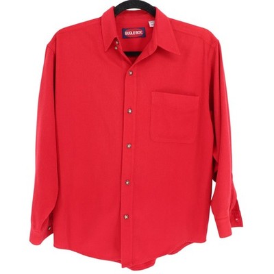 Vintage Bugle Boy Mens Red Long Sleeve Button Down Shirt Cotton Blend Size L