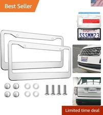 2pcs Chrome License Plate Frame 2 Holes Silver Stainless Steel License Plate... 2pcs Chrome License Plate Frame 2 Holes Silver Stainless Steel License Plate...