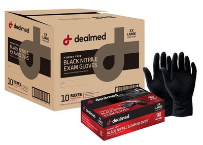 Dealmed Black Nitrile Exam Gloves   Disposable Multi-Purpose Use Medical Glov...