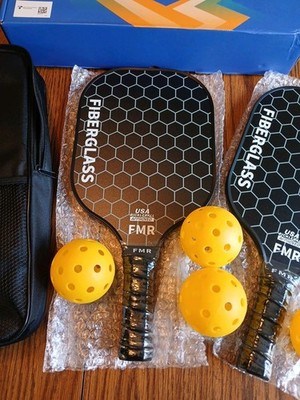 New! FMR Pickle Ball Racquet Paddle Paddles Set w/Balls & Storage Bag New Box! 
