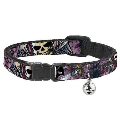 Cat Collar Breakaway with Bell Dead Men Tell No Tales Pink NARROW Fi (US IMPORT)