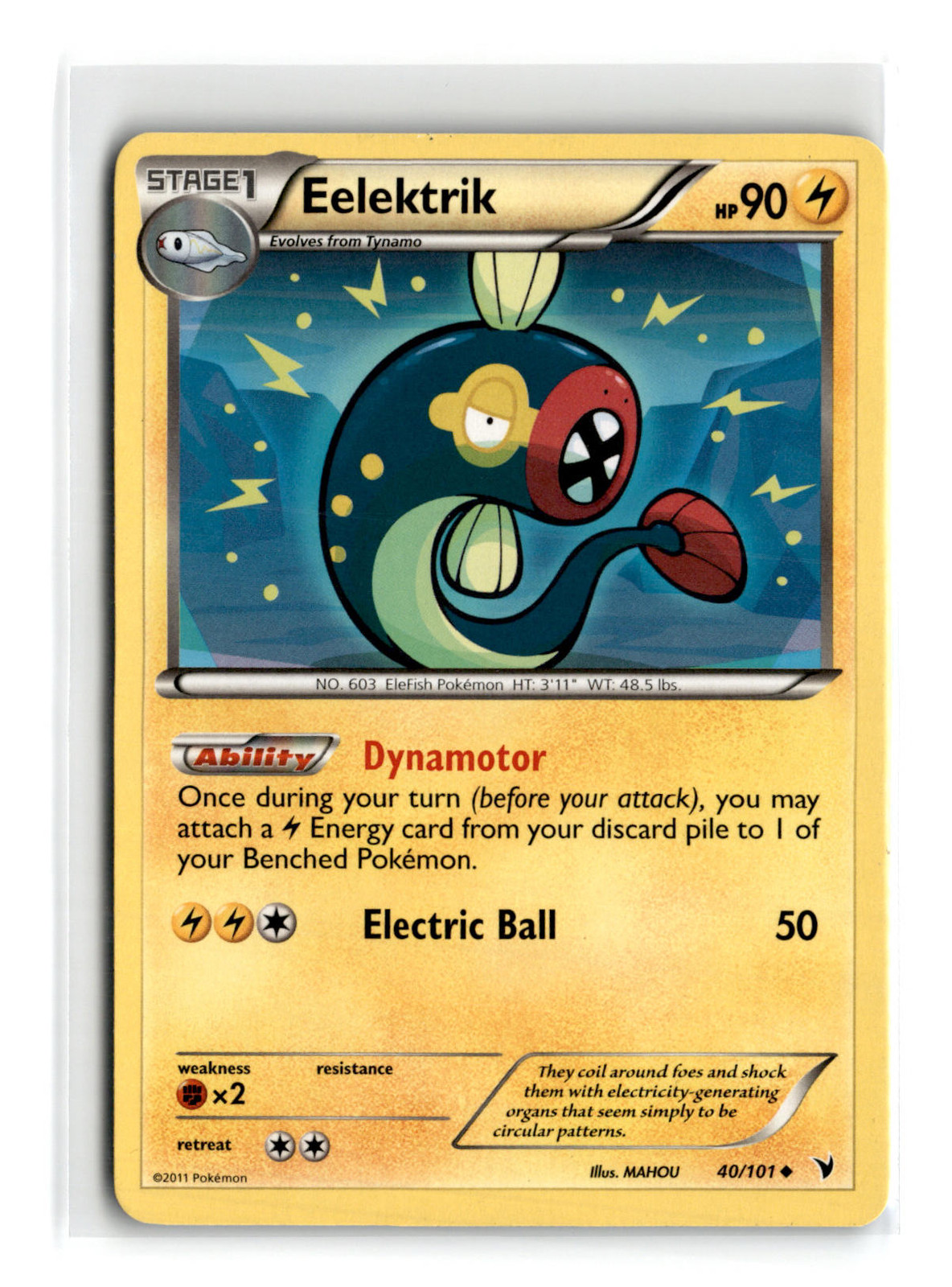 Pokemon tcg Noble Victories #40/101 Eelektrik Uncommon