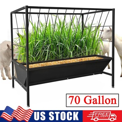 Heavy Duty Steel 70 Gallon Pasture Hay Feeder For Goats, Sheep, Miniature Horses
