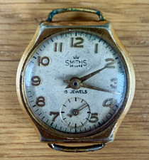 Smiths De Luxe 15J Manual Wind Cushion 32mm White Dial Brown Strap 8880