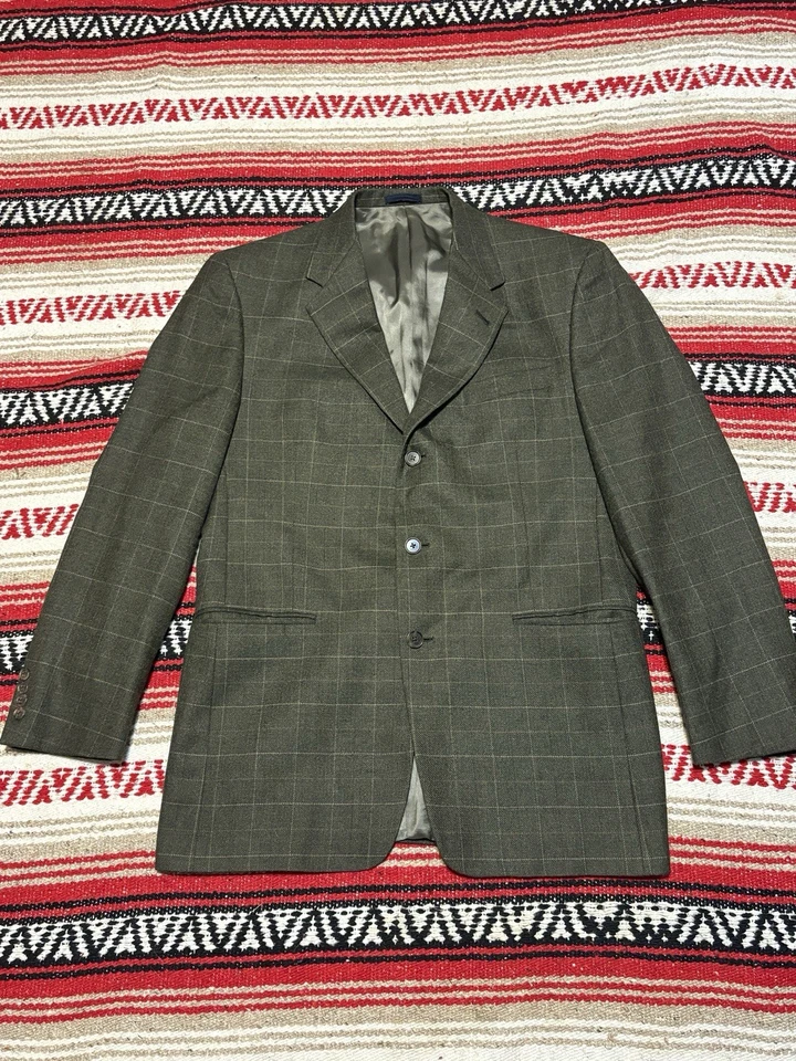 $2590 Burberry London Wool Blazer Jacket Forest Green Plaid Sz42 Made in Italy - Image 2 of 4