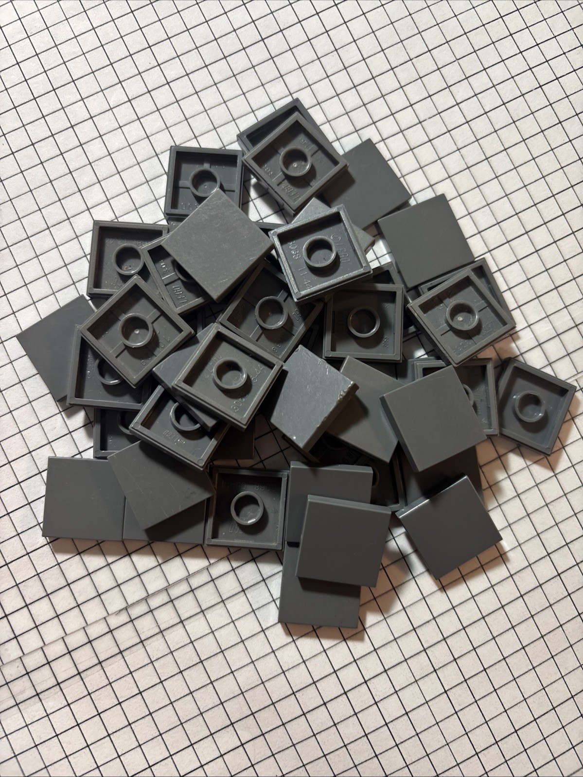 45 Piece Lego 2x2 Tile 3068 Smooth Dark Bluish Gray Finishing Plate