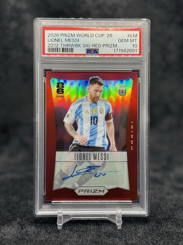 2026 Panini Prizm FIFA World Cup Lionel Messi Auto 2012 Prizm Throwback Red /99