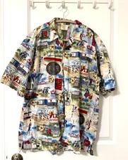 Hoffman California Fabrics Los Alamitos High School Aloha Shirt L Vintage Men's
