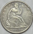 1861-S SEATED LIBERTY  HALF DOLLAR, AU+, San Francisco Mint