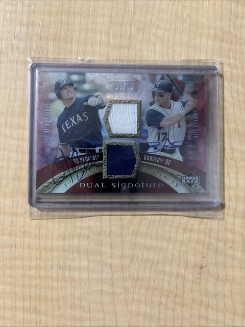 2005 Upper Deck Artifacts Dual Signatures Hank Blalock Laynce Nix #DA-BN #’d /10